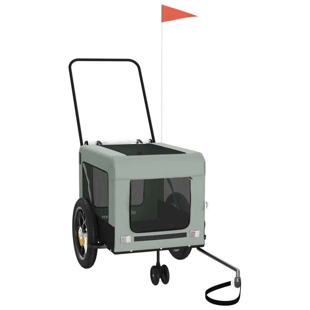 hundetrailer til cykel oxfordstof og jern grå og sort