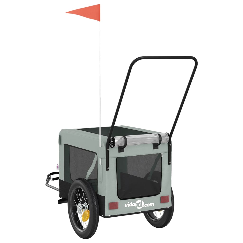 hundetrailer til cykel oxfordstof og jern grå og sort