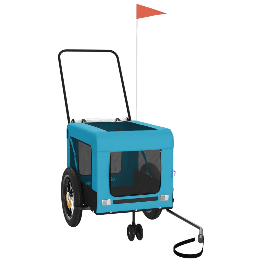 hundetrailer til cykel oxfordstof og jern blå og sort