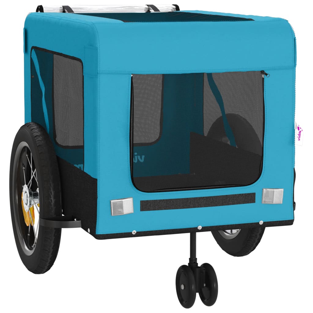 hundetrailer til cykel oxfordstof og jern blå og sort