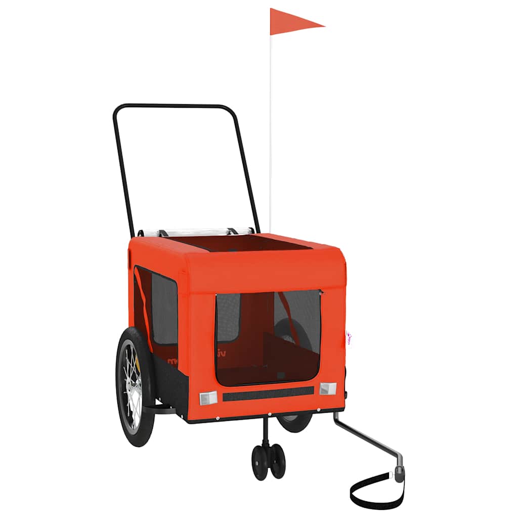 hundetrailer til cykel oxfordstof og jern orange og sort