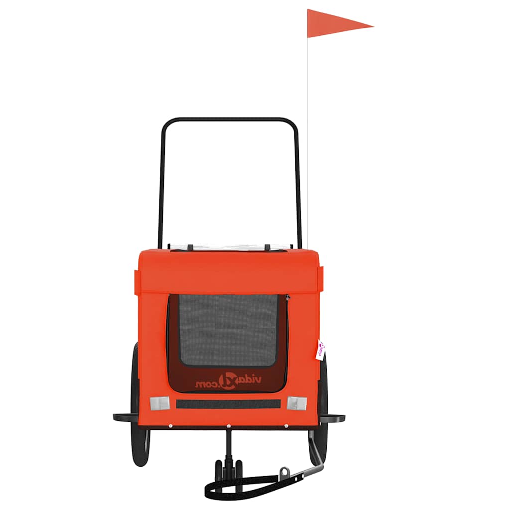 hundetrailer til cykel oxfordstof og jern orange og sort