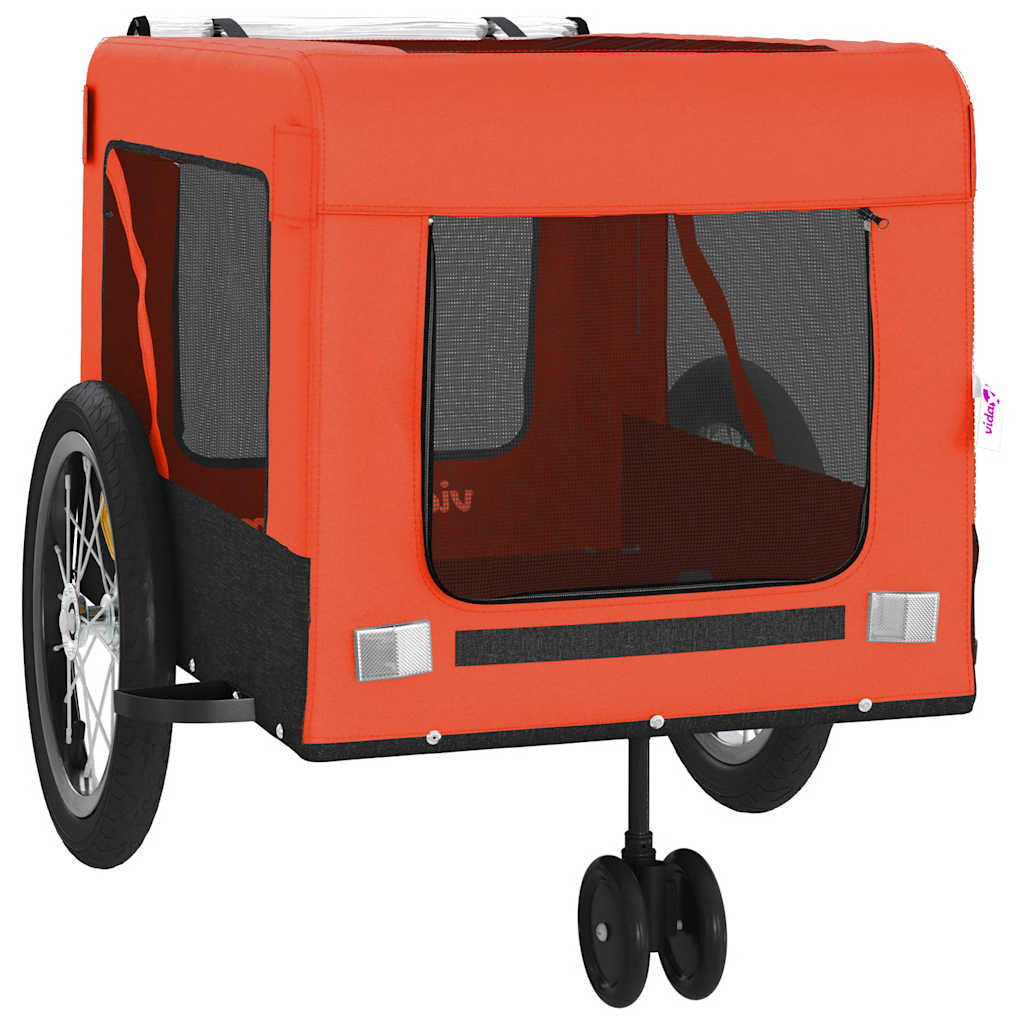 hundetrailer til cykel oxfordstof og jern orange og sort