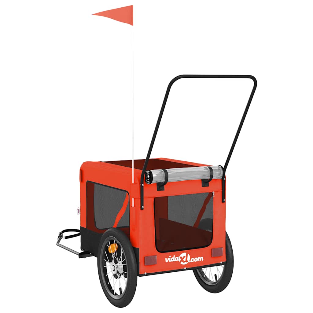 hundetrailer til cykel oxfordstof og jern orange og sort