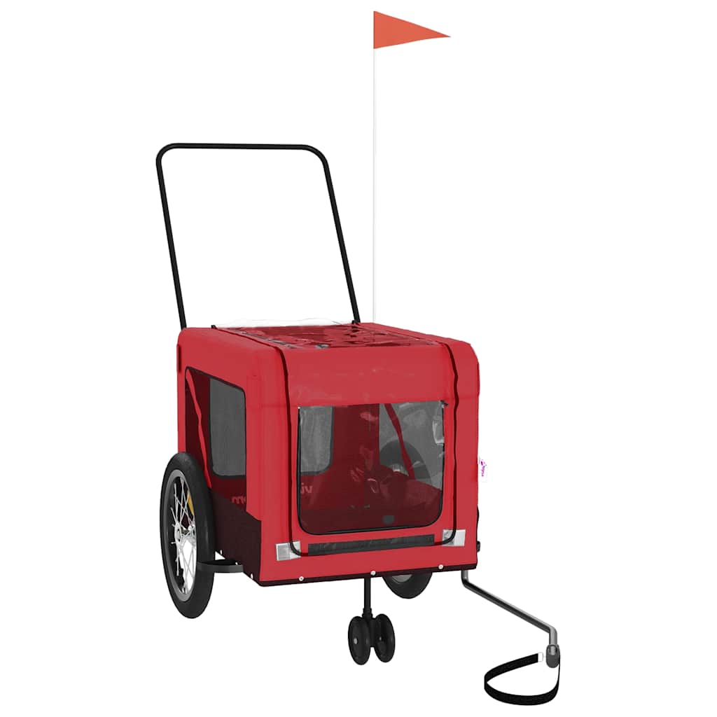 hundetrailer til cykel oxfordstof og jern rød og sort