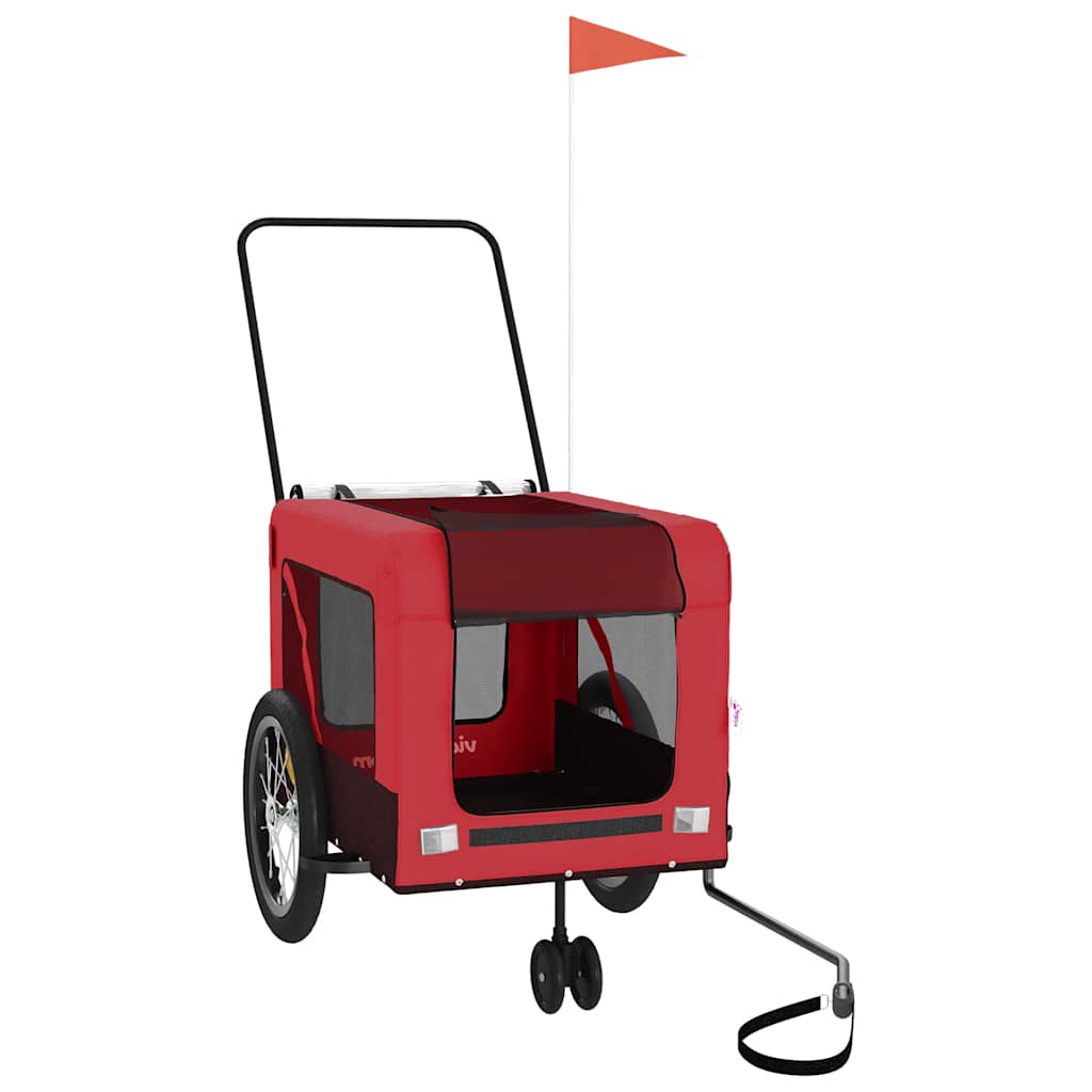 hundetrailer til cykel oxfordstof og jern rød og sort