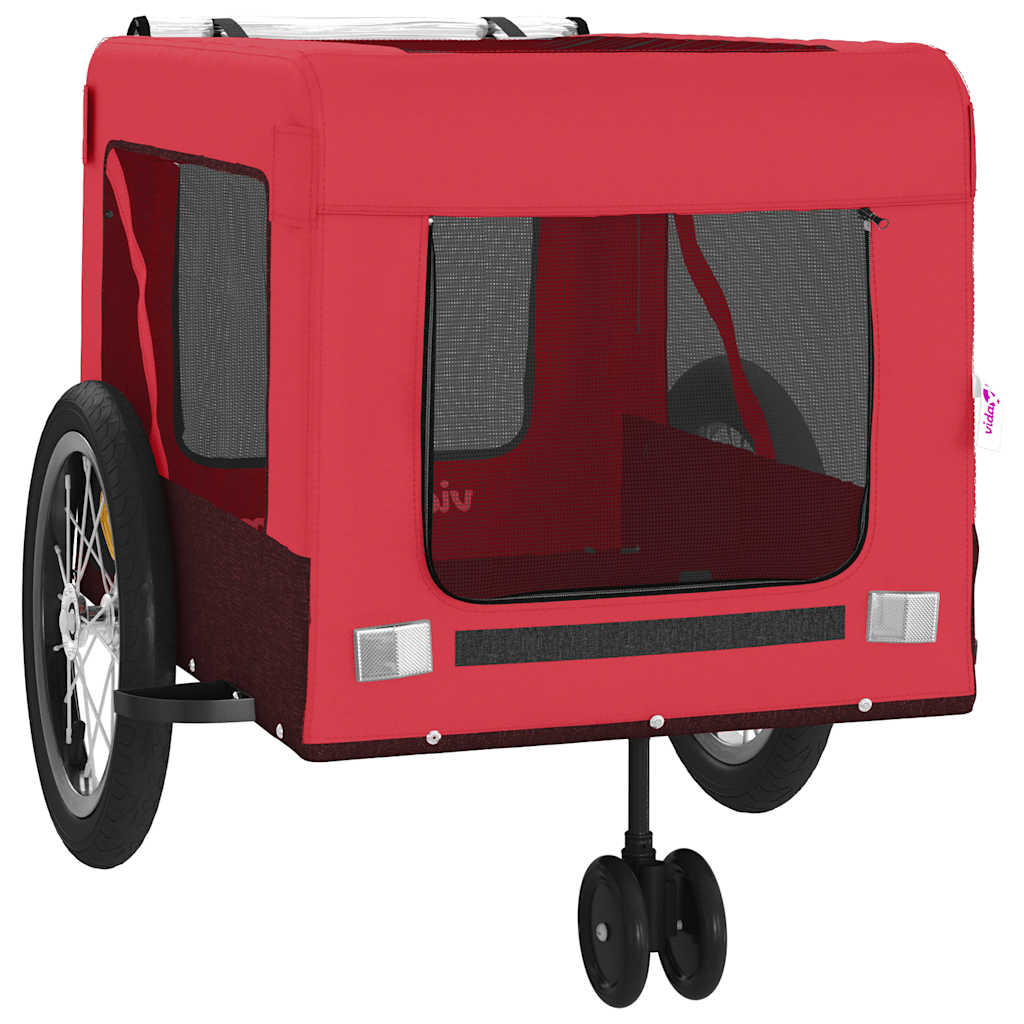 hundetrailer til cykel oxfordstof og jern rød og sort