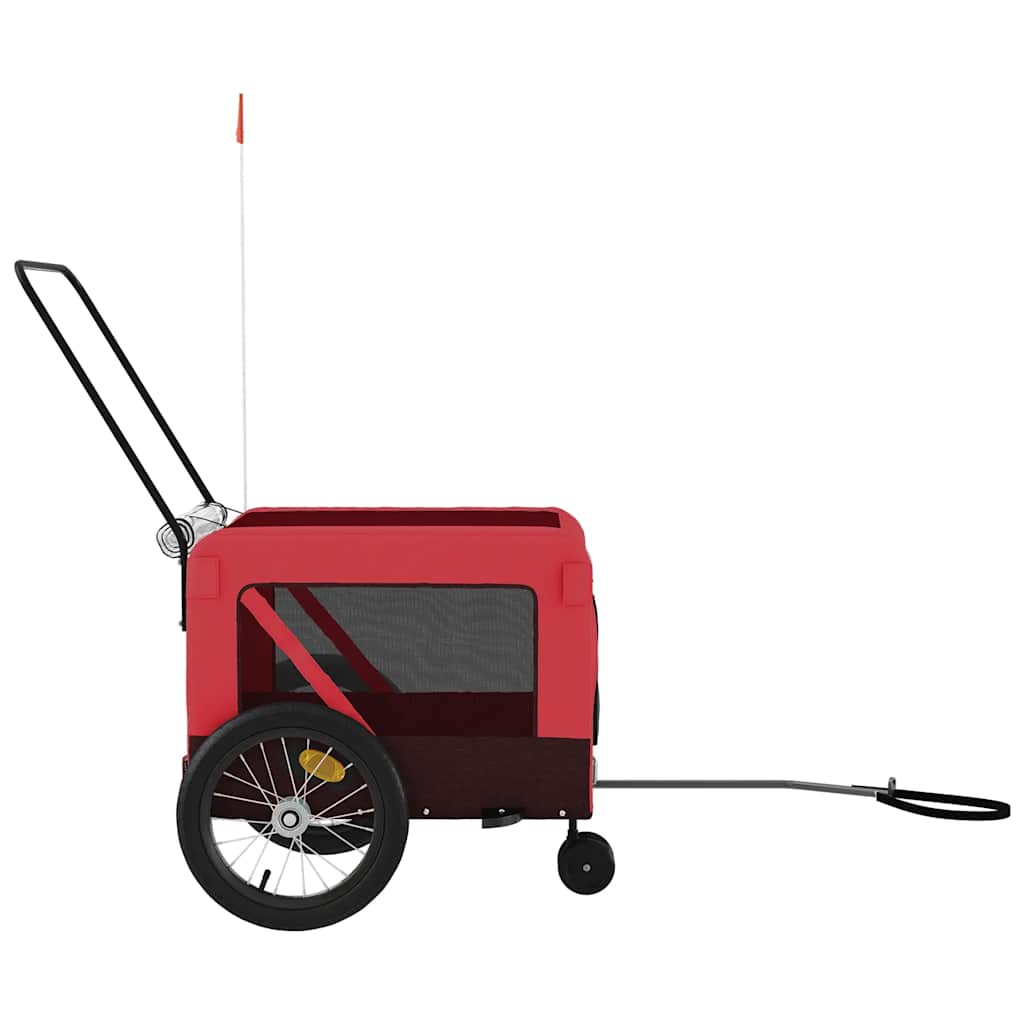 hundetrailer til cykel oxfordstof og jern rød og sort
