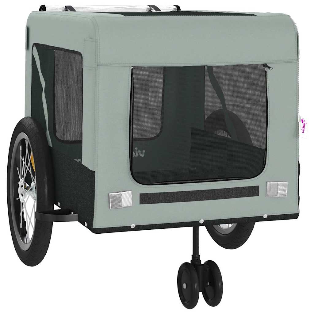 hundetrailer til cykel oxfordstof og jern grå og sort