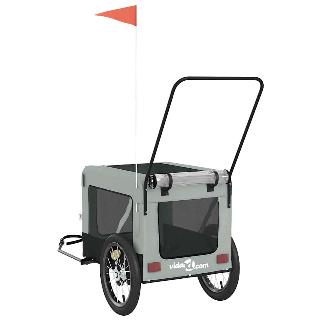 hundetrailer til cykel oxfordstof og jern grå og sort