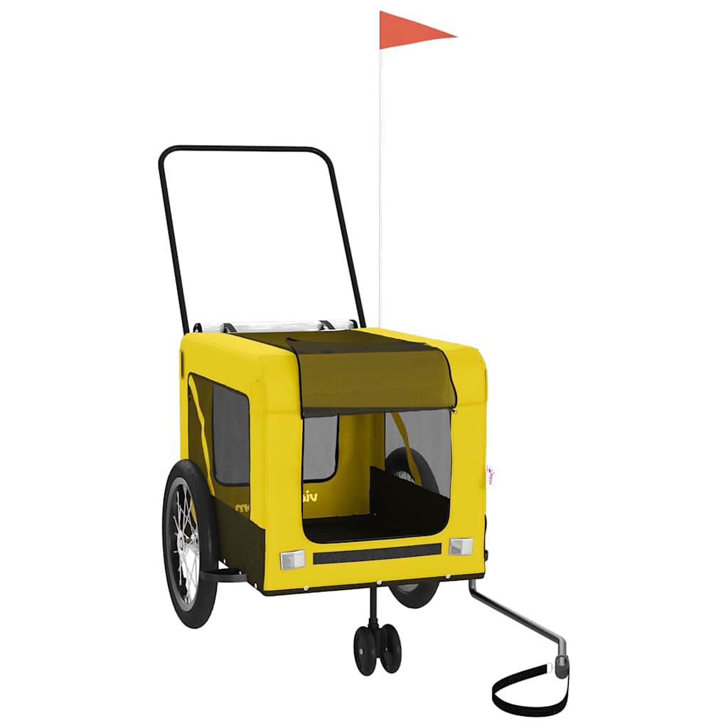 hundetrailer til cykel oxfordstof og jern gul og sort