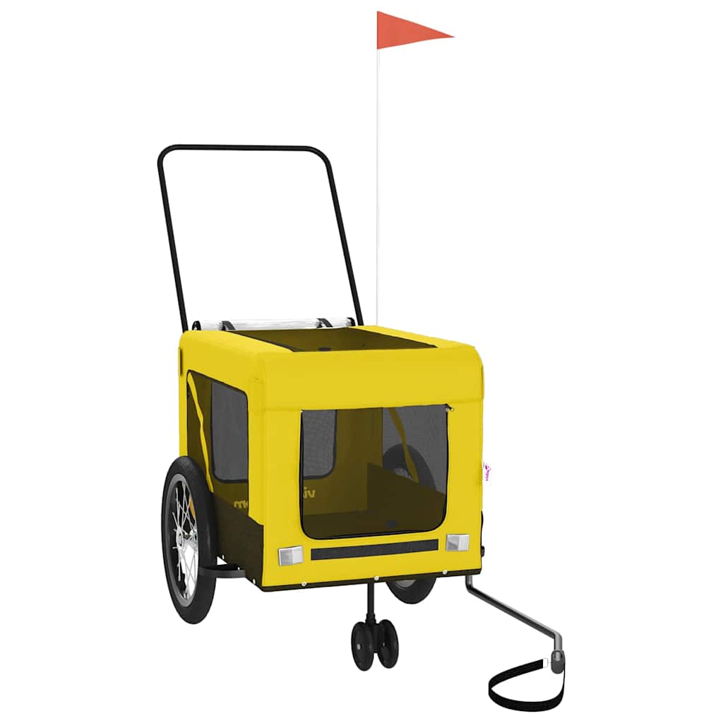 hundetrailer til cykel oxfordstof og jern gul og sort