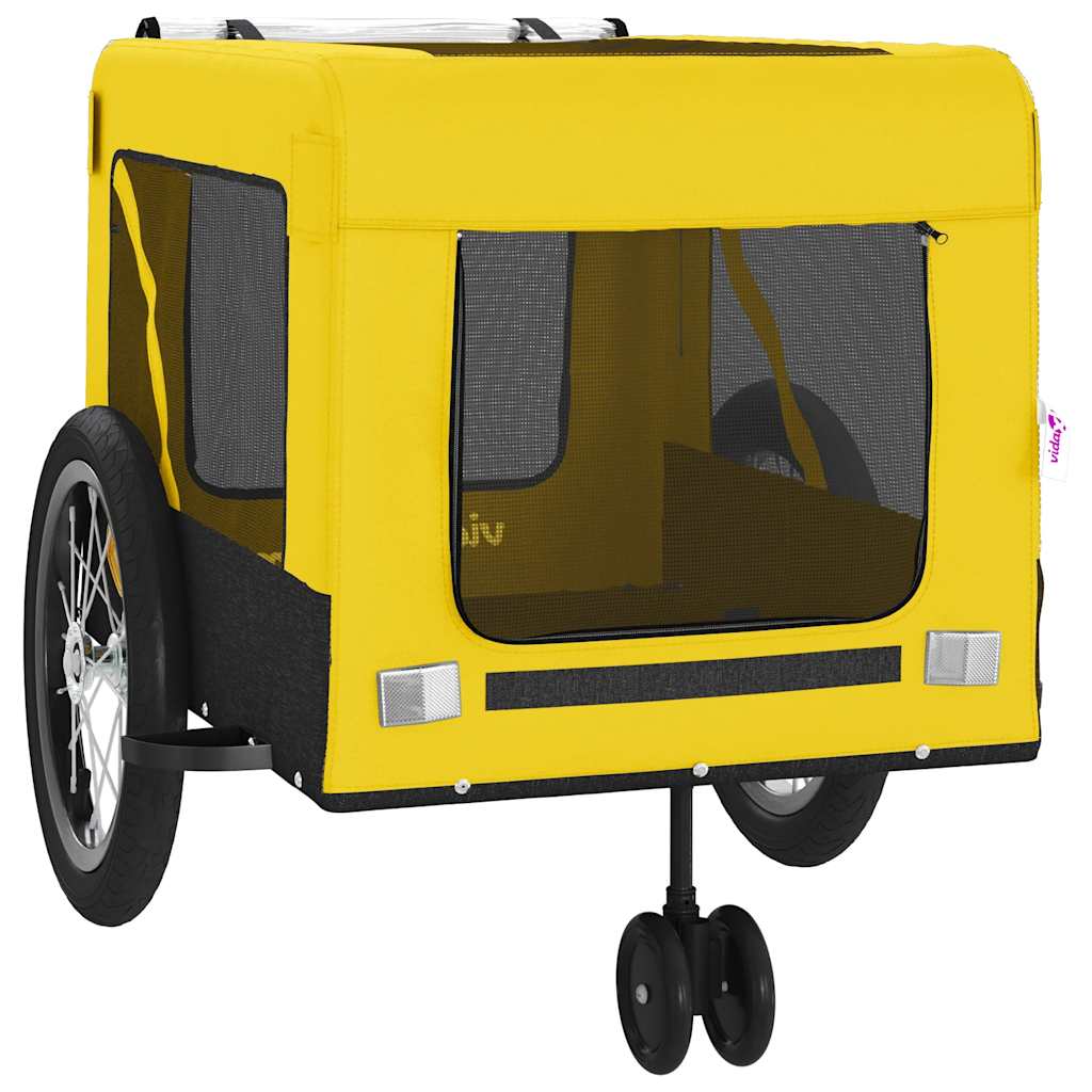 hundetrailer til cykel oxfordstof og jern gul og sort