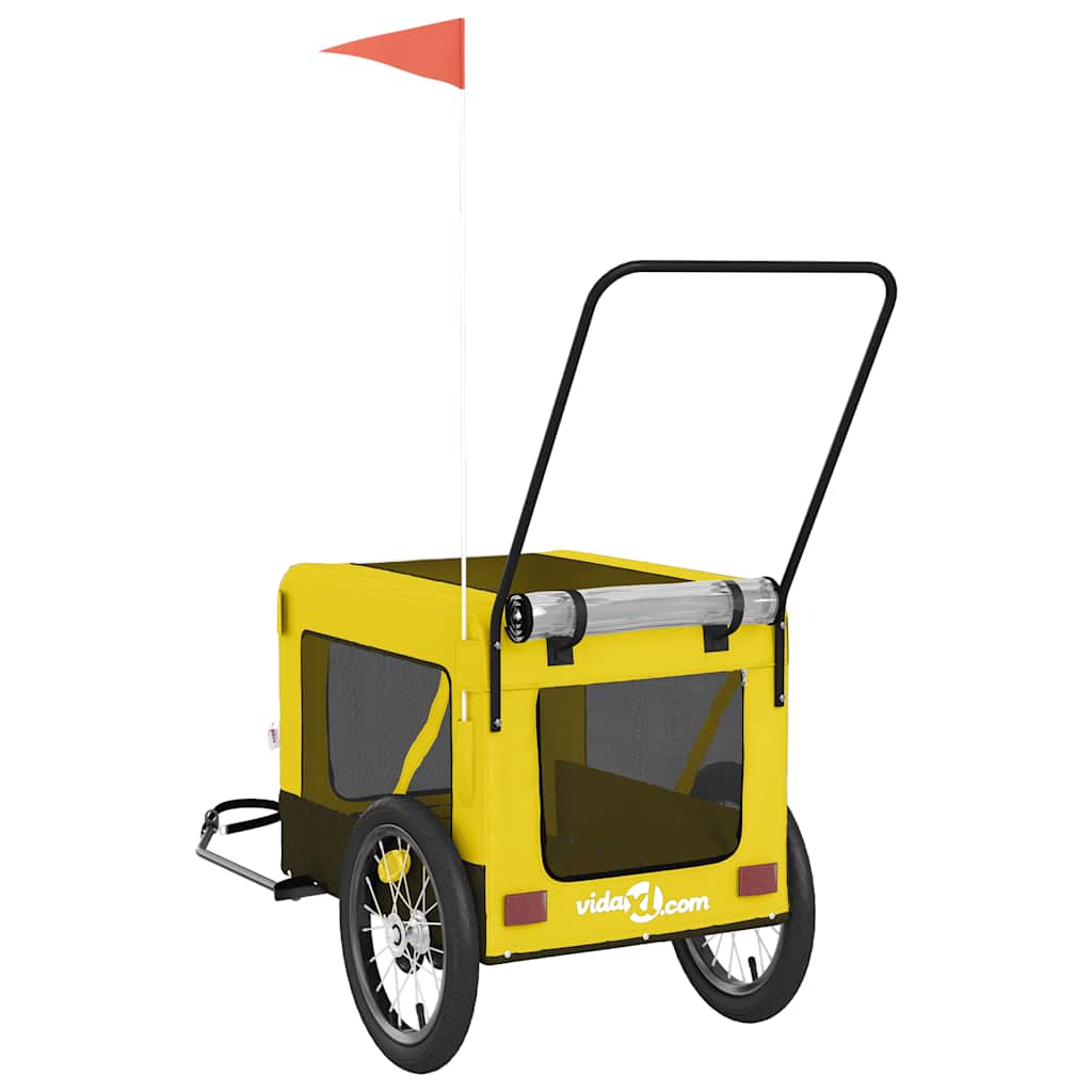 hundetrailer til cykel oxfordstof og jern gul og sort