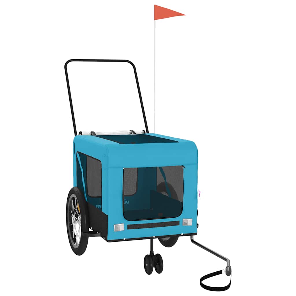 hundetrailer til cykel oxfordstof og jern blå og sort