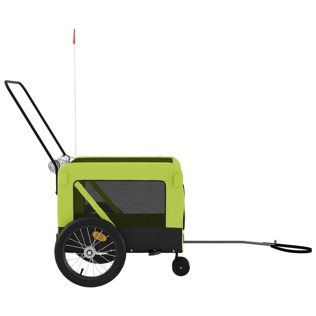 hundetrailer til cykel oxfordstof og jern grøn og sort