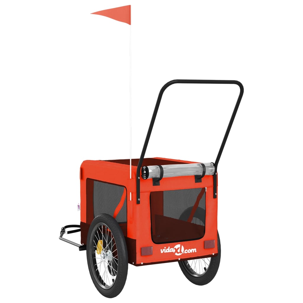 hundetrailer til cykel oxfordstof og jern orange og sort