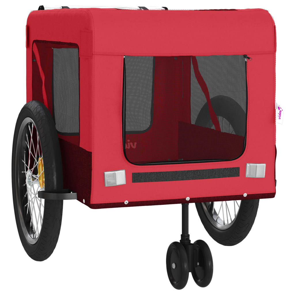 hundetrailer til cykel oxfordstof og jern rød og sort