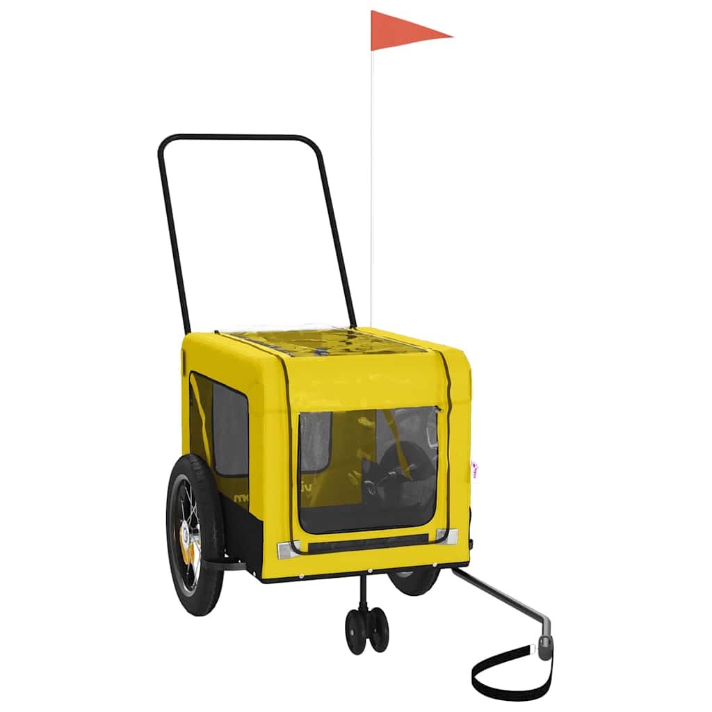 hundetrailer til cykel oxfordstof og jern gul og sort