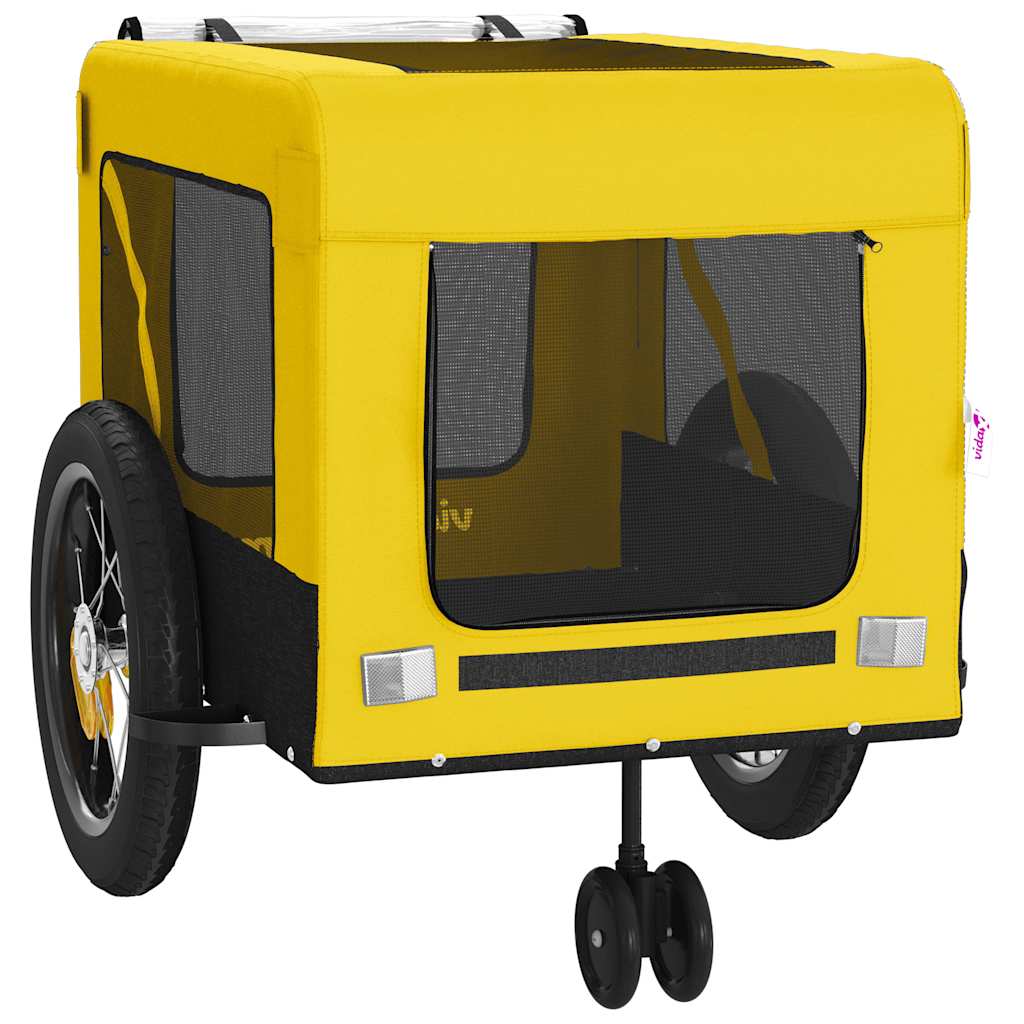 hundetrailer til cykel oxfordstof og jern gul og sort