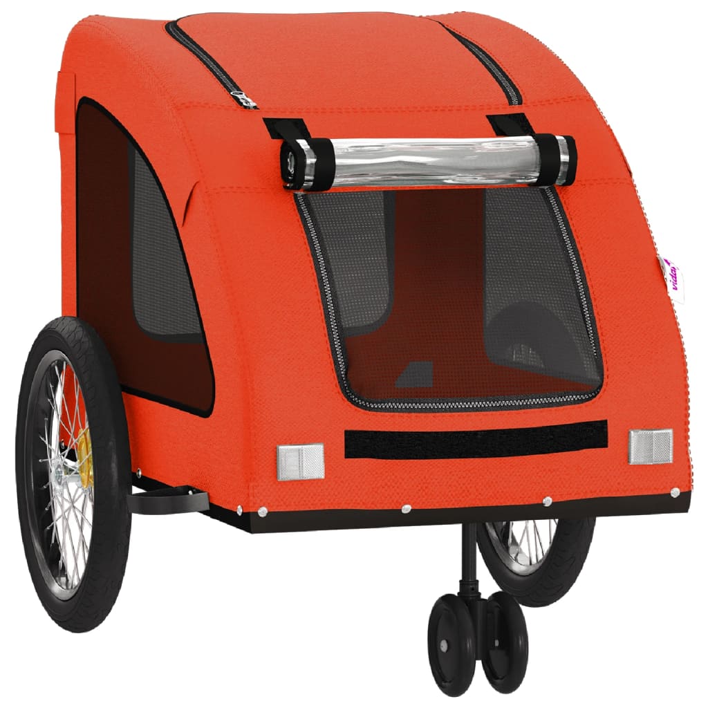 cykeltrailer til kæledyr oxfordstof og jern orange og grå