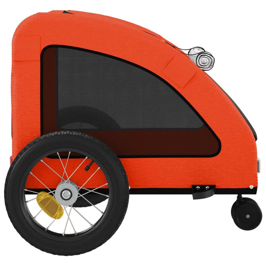 cykeltrailer til kæledyr oxfordstof og jern orange og grå
