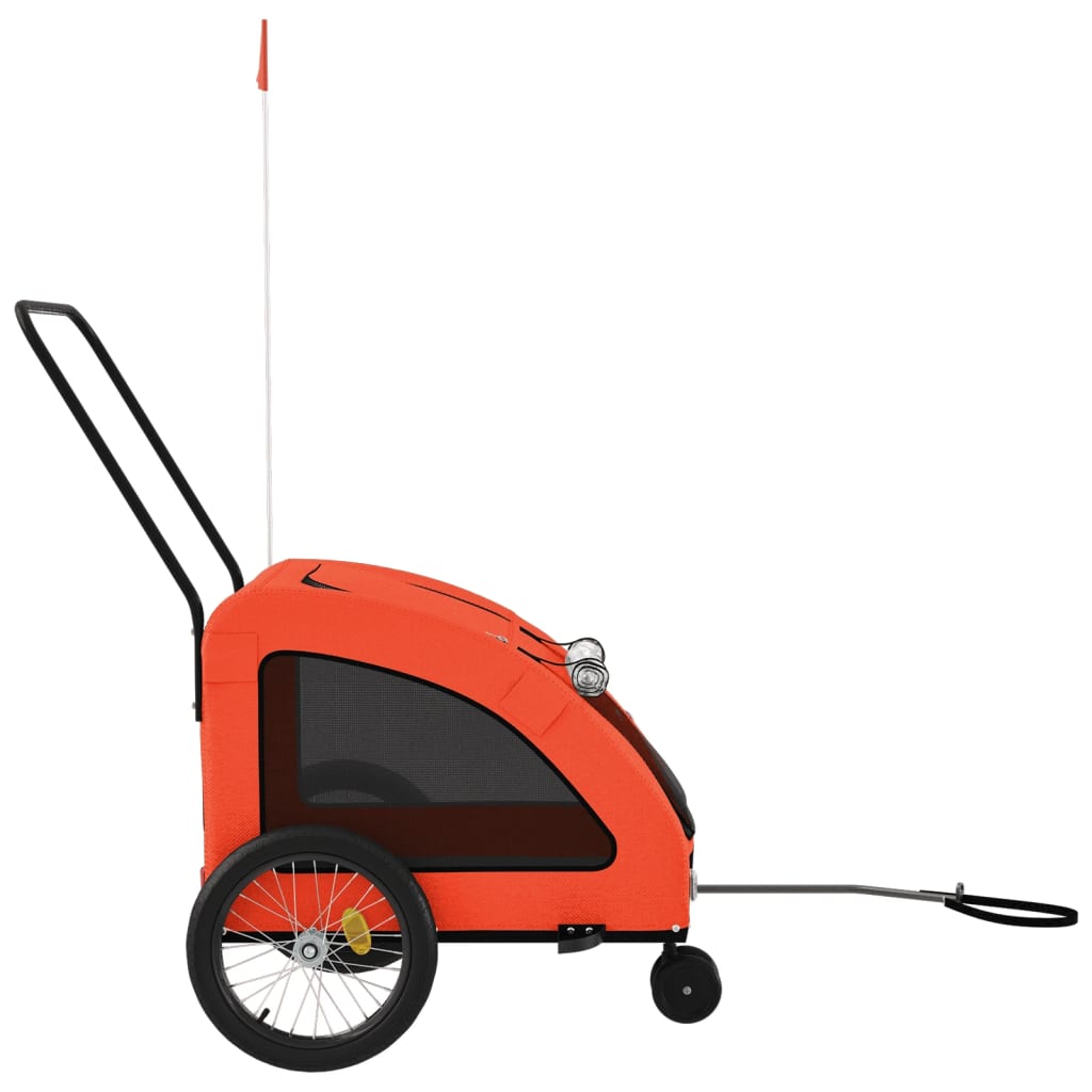 cykeltrailer til kæledyr oxfordstof og jern orange og grå