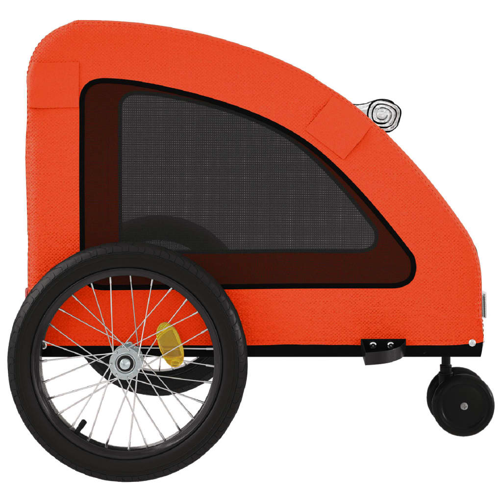 cykeltrailer til kæledyr oxfordstof og jern orange og grå
