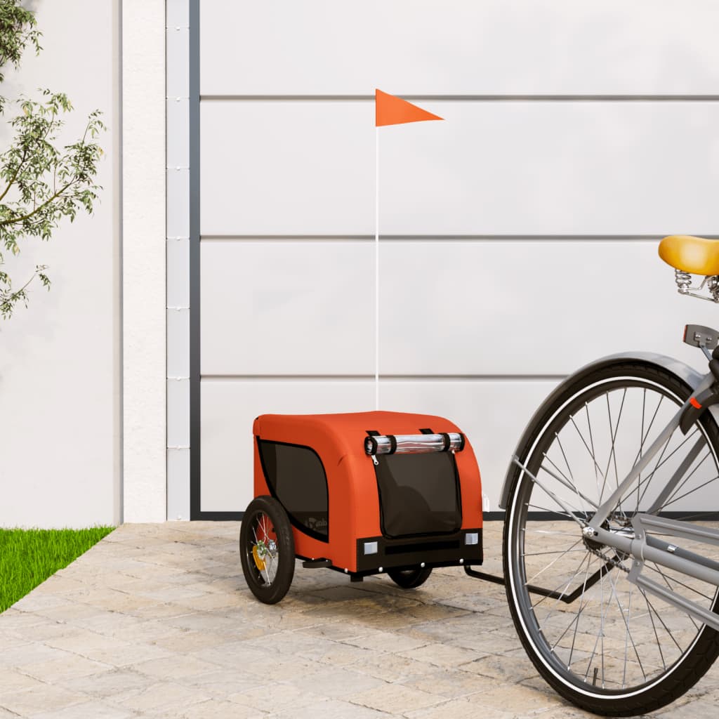 hundetrailer til cykel oxfordstof og jern orange og sort