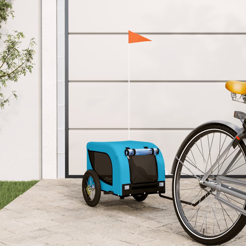 hundetrailer til cykel oxfordstof og jern blå og sort