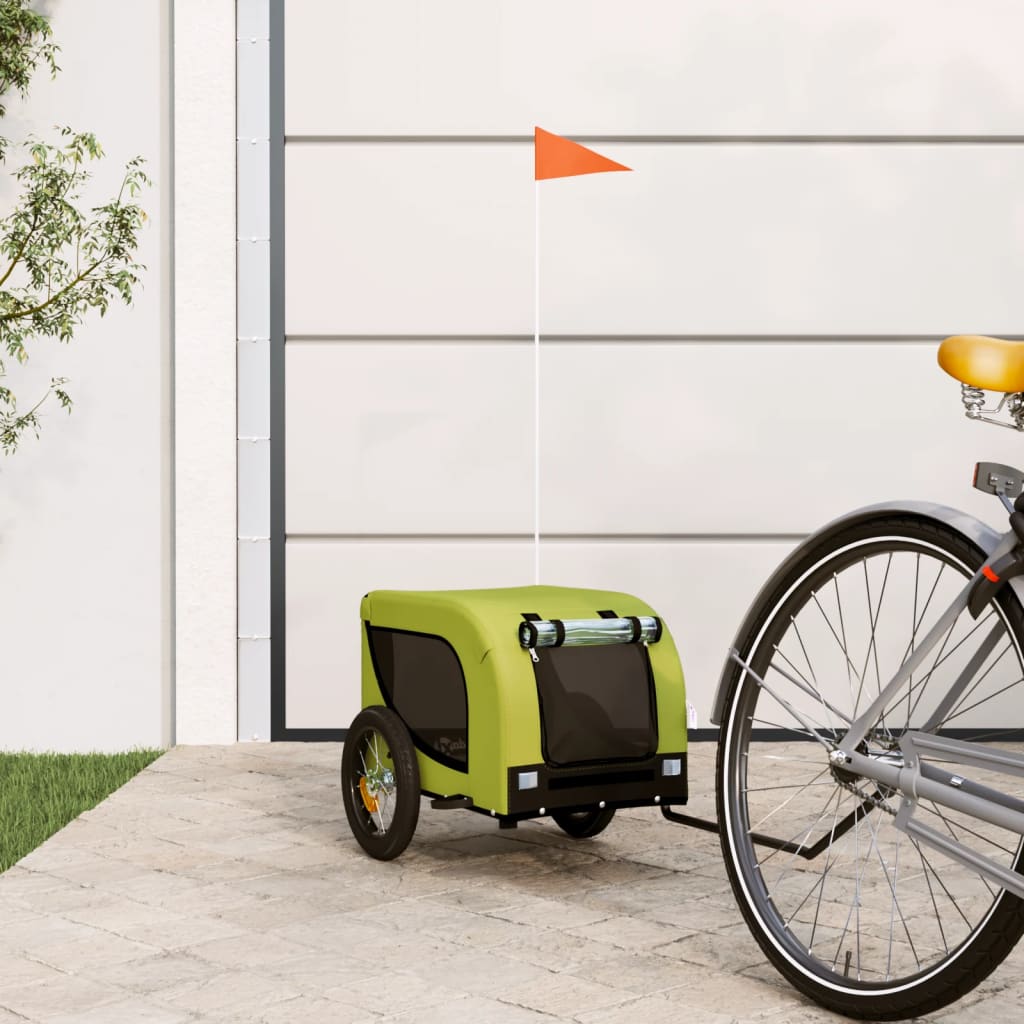 hundetrailer til cykel oxfordstof og jern grøn og sort