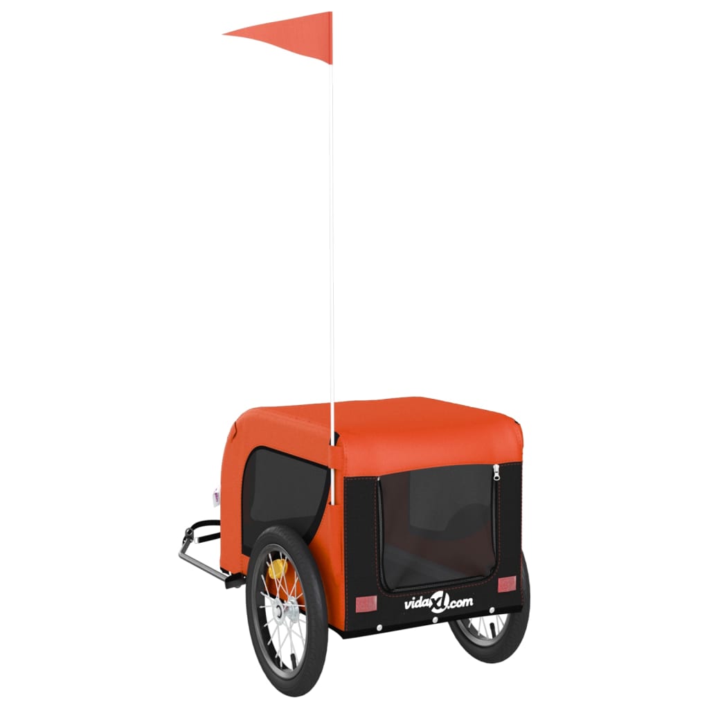 hundetrailer til cykel oxfordstof og jern orange og sort