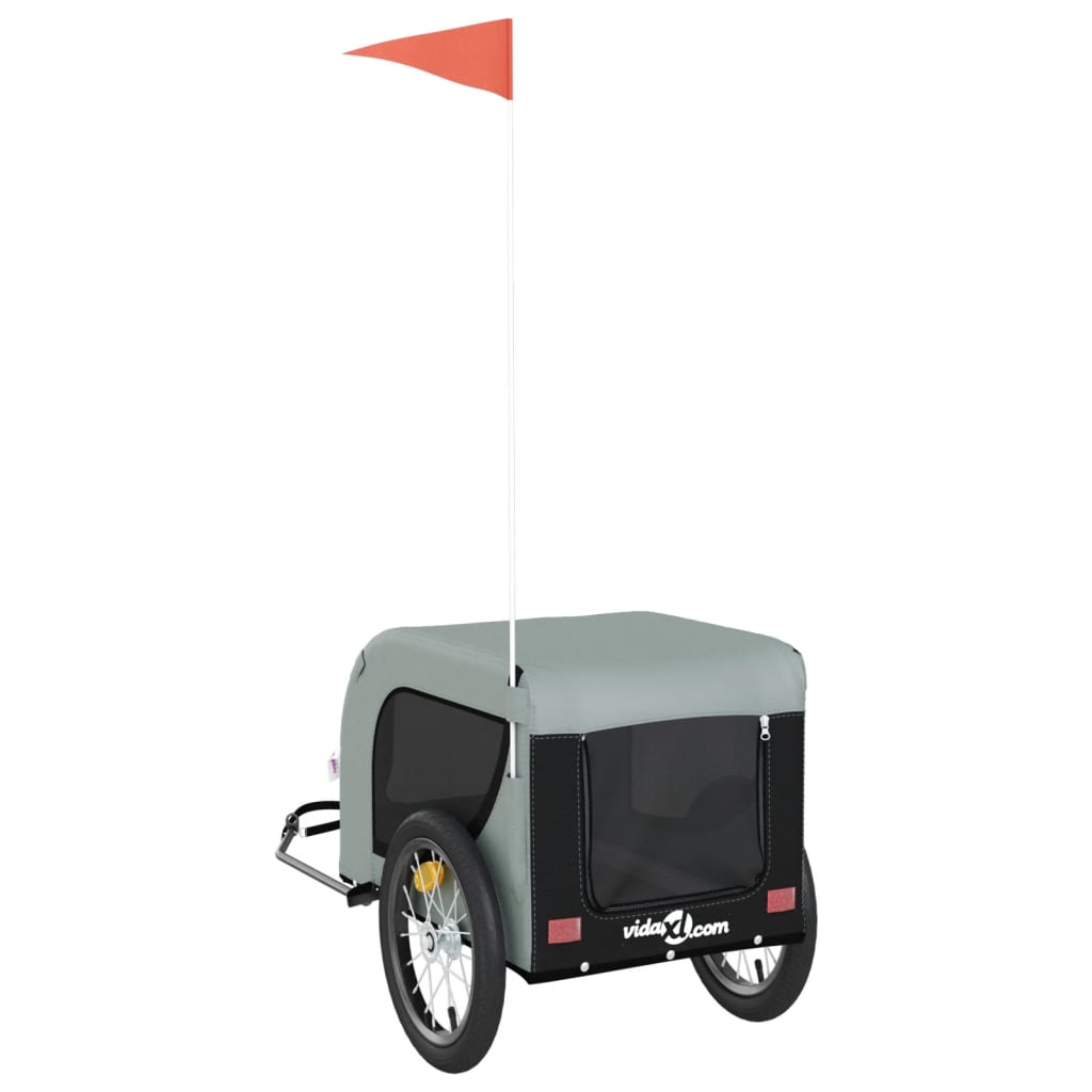 hundetrailer til cykel oxfordstof og jern grå og sort