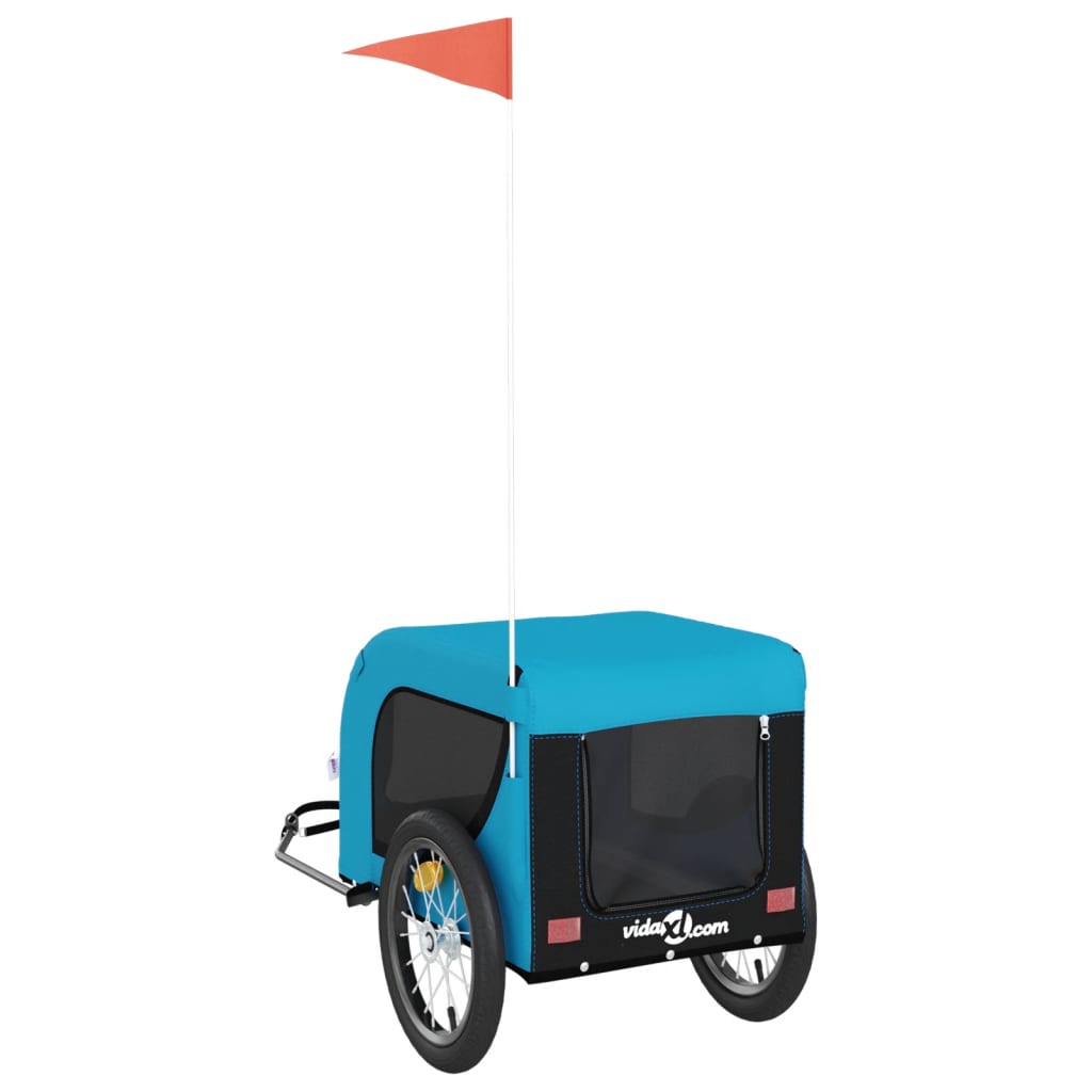 hundetrailer til cykel oxfordstof og jern blå og sort