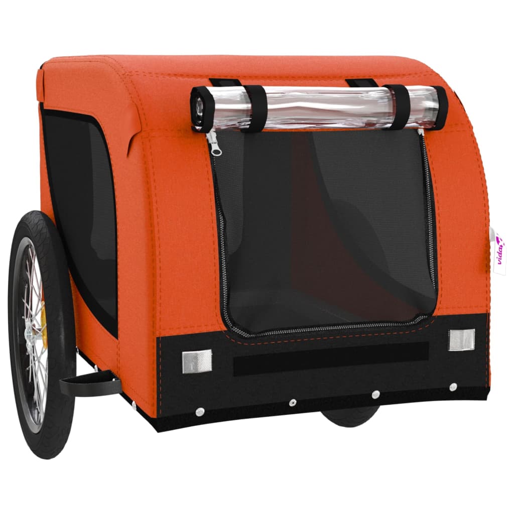 hundetrailer til cykel oxfordstof og jern orange og sort