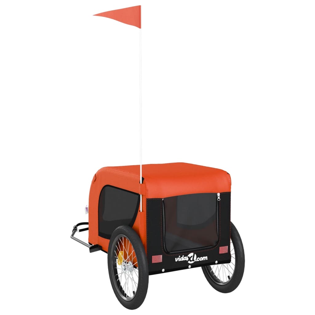 hundetrailer til cykel oxfordstof og jern orange og sort