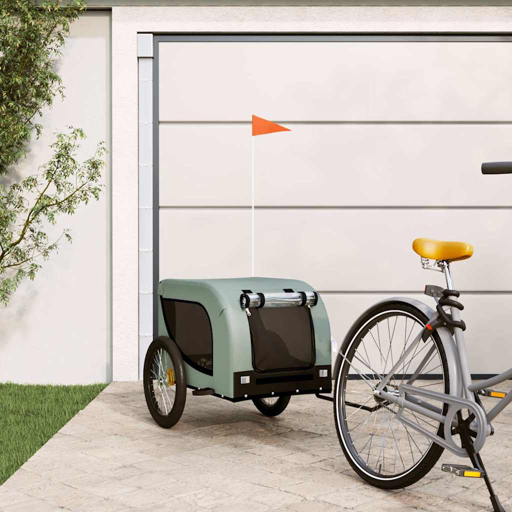 hundetrailer til cykel oxfordstof og jern grå og sort