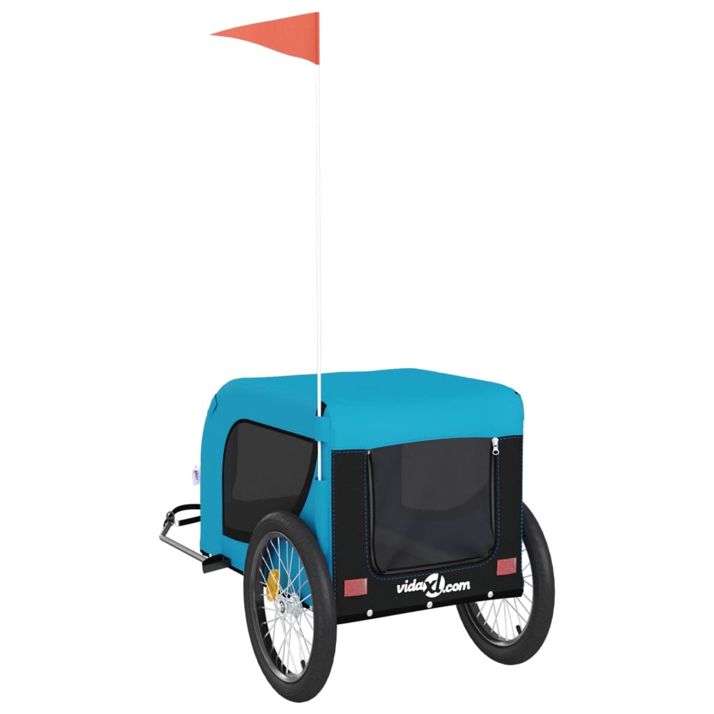 hundetrailer til cykel oxfordstof og jern blå og sort