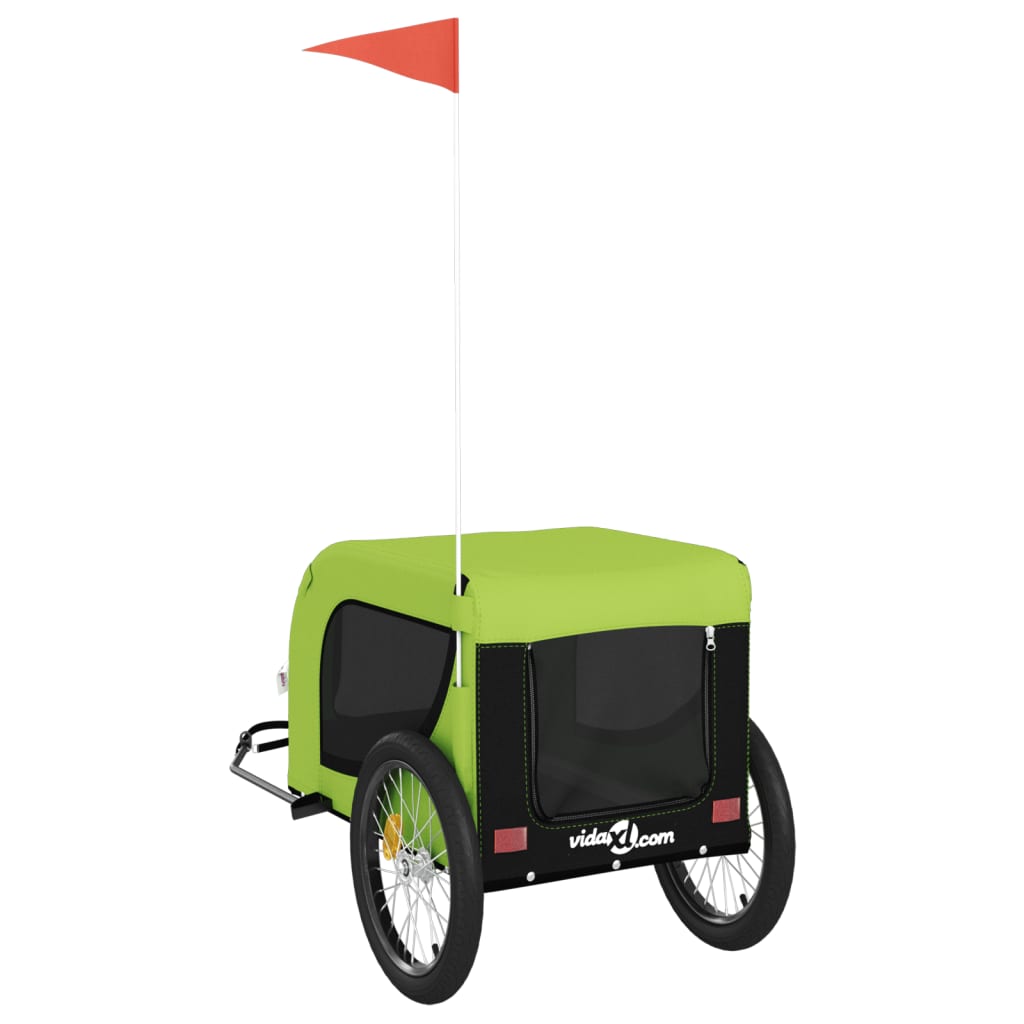 hundetrailer til cykel oxfordstof og jern grøn og sort