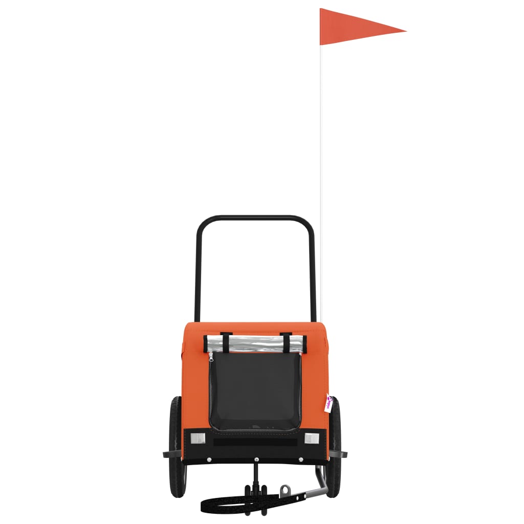 hundetrailer til cykel oxfordstof og jern orange og sort