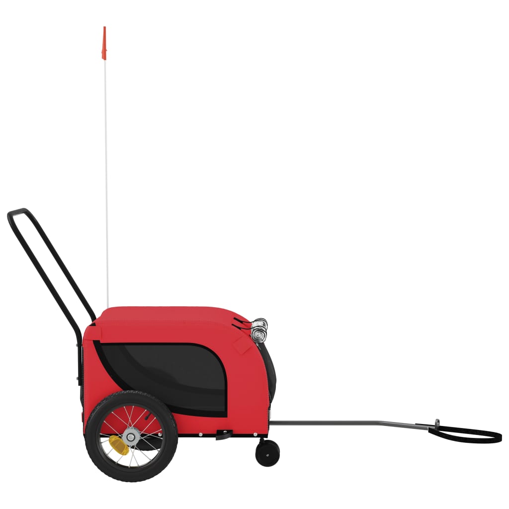 hundetrailer til cykel oxfordstof og jern rød og sort