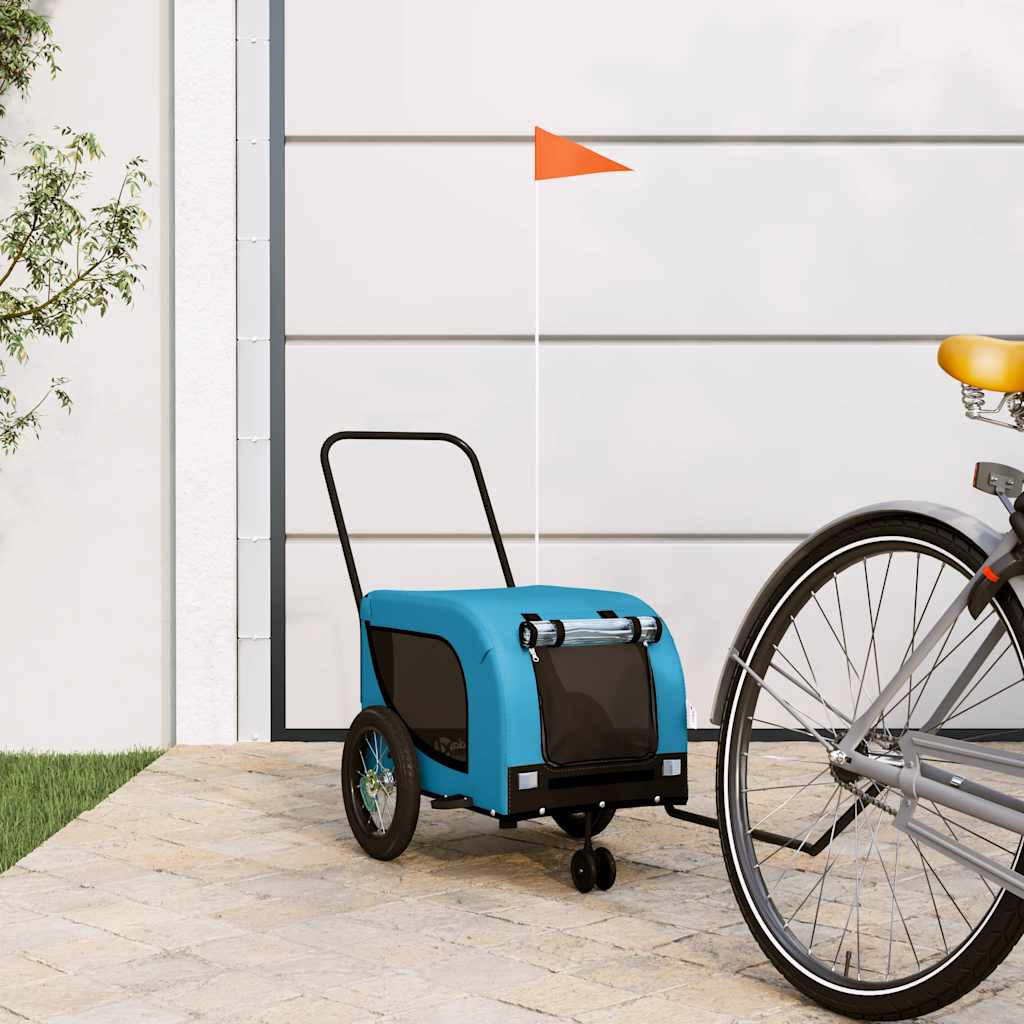 hundetrailer til cykel oxfordstof og jern blå og sort