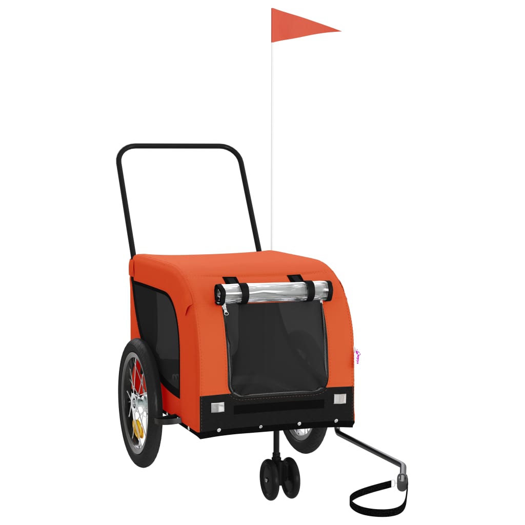 hundetrailer til cykel oxfordstof og jern orange og sort