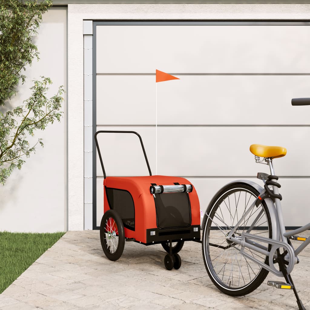 hundetrailer til cykel oxfordstof og jern orange og sort