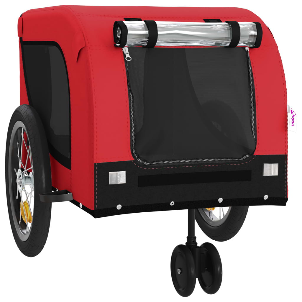 hundetrailer til cykel oxfordstof og jern rød og sort