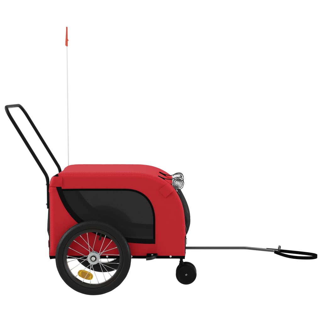 hundetrailer til cykel oxfordstof og jern rød og sort