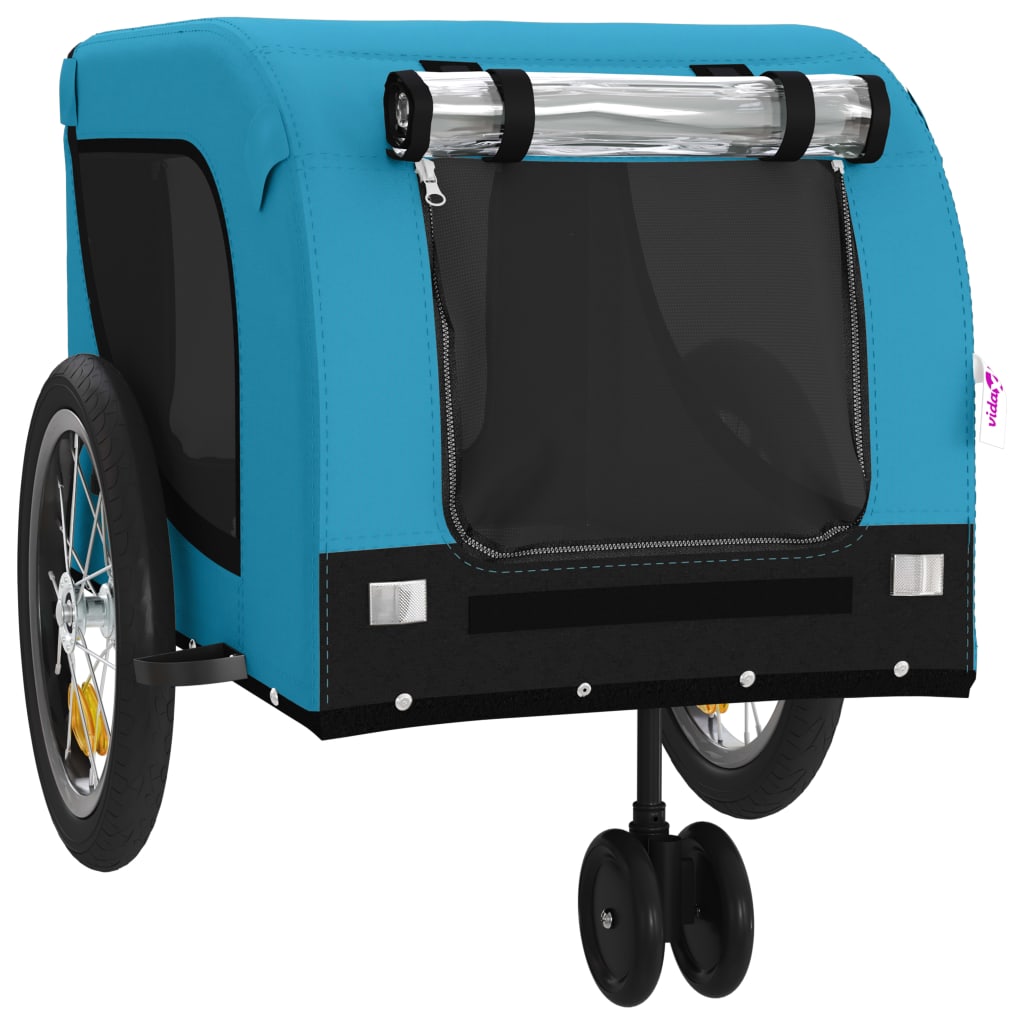hundetrailer til cykel oxfordstof og jern blå og sort