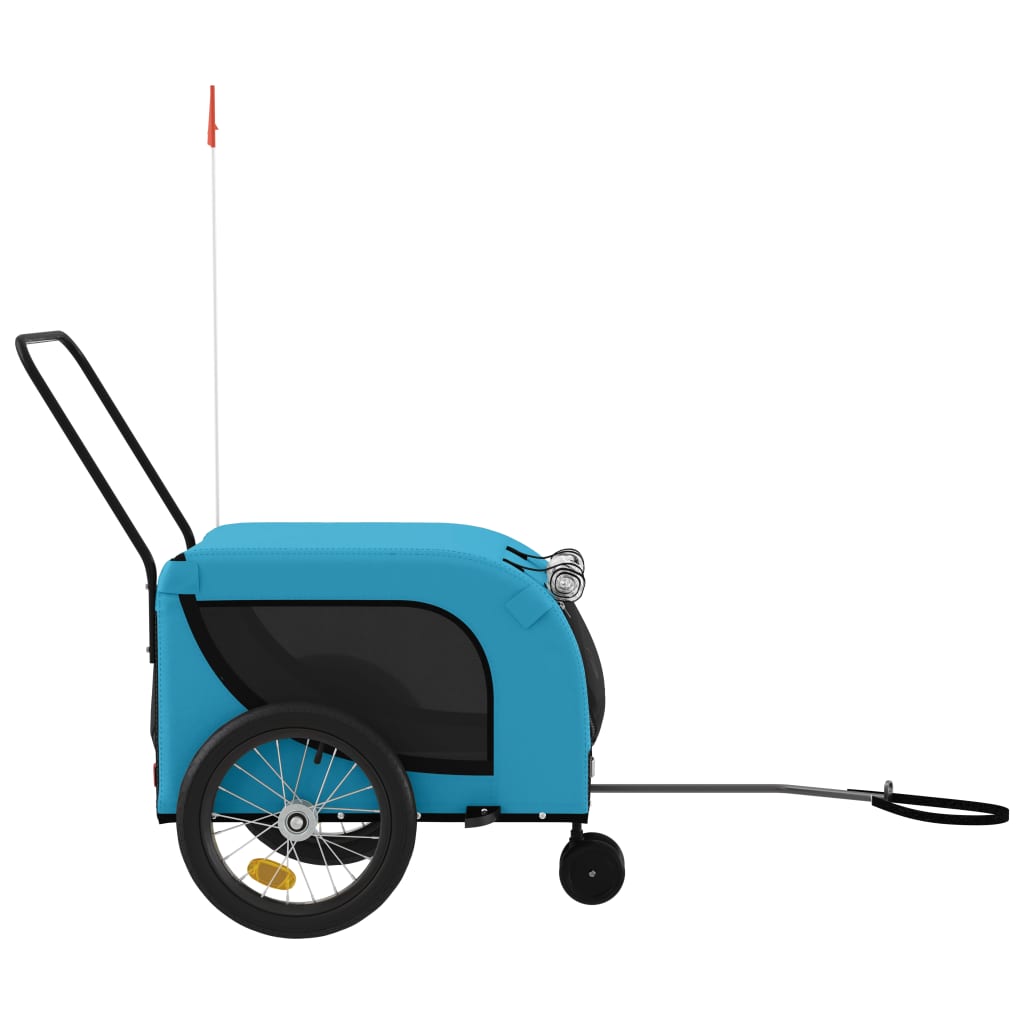 hundetrailer til cykel oxfordstof og jern blå og sort