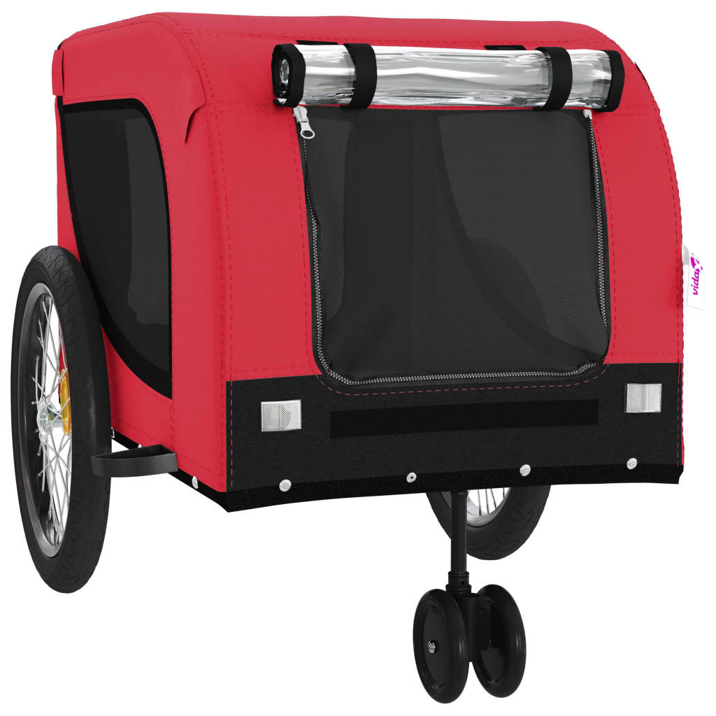 hundetrailer til cykel oxfordstof og jern rød og sort