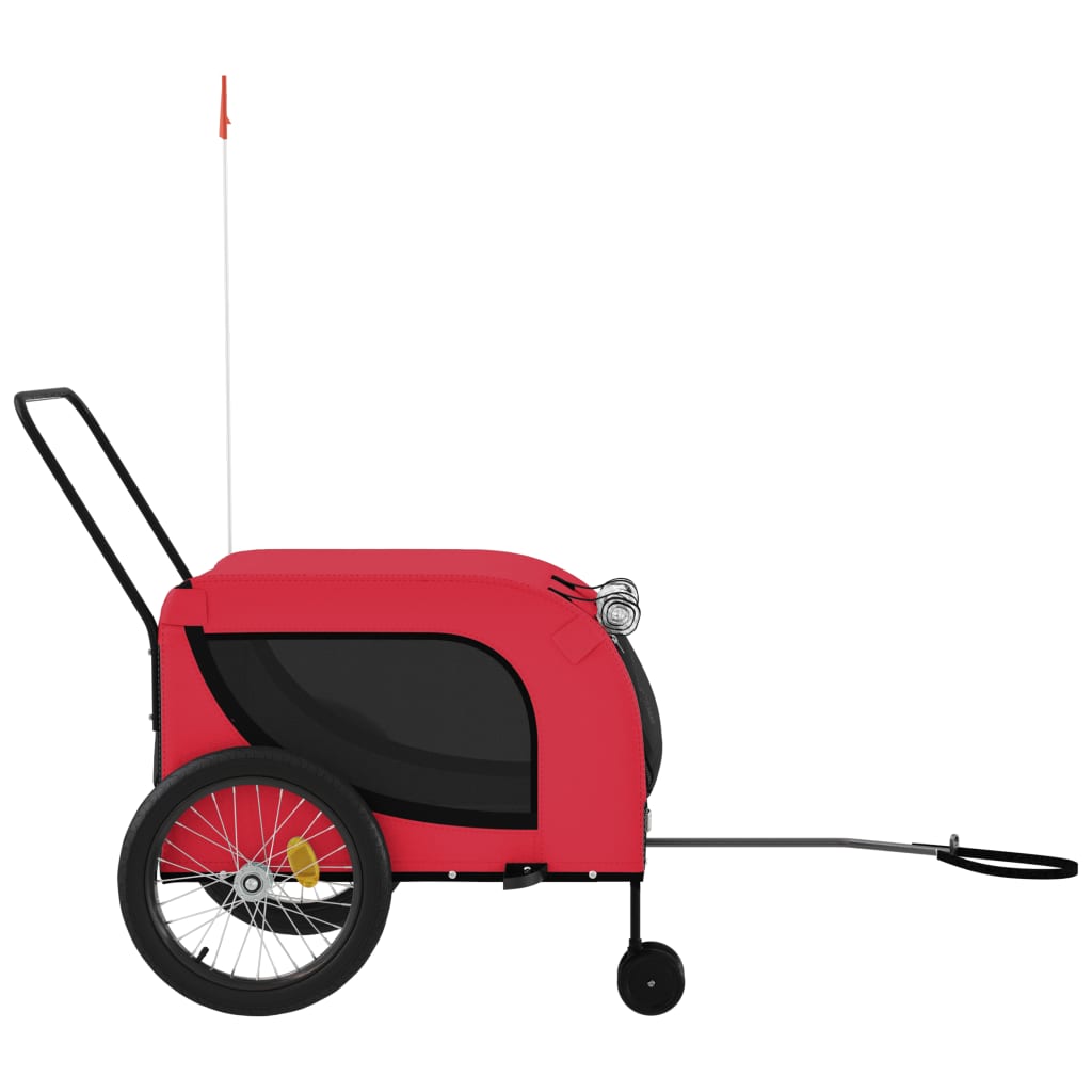 hundetrailer til cykel oxfordstof og jern rød og sort